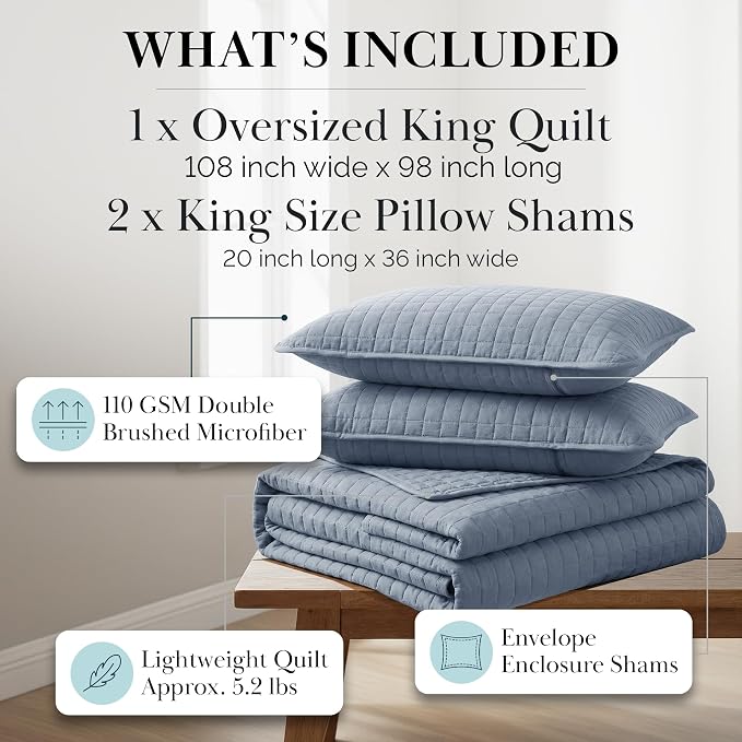Southshore Fine Living, Inc. Oversized King Quilt Set, Microfiber Coverlet Set - Image 2