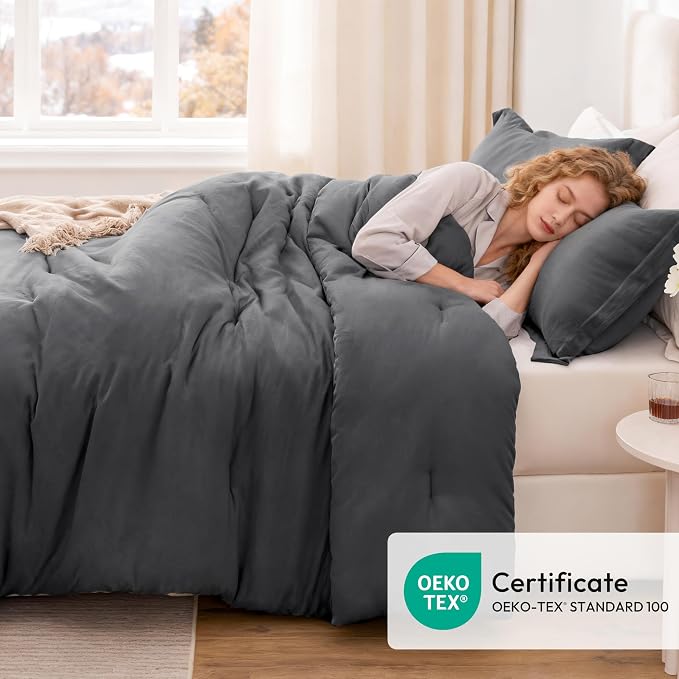 Love's cabin Dark Grey Twin/Twin XL Comforter Set, 2-Piece Prewashed Bed Set - Image 4