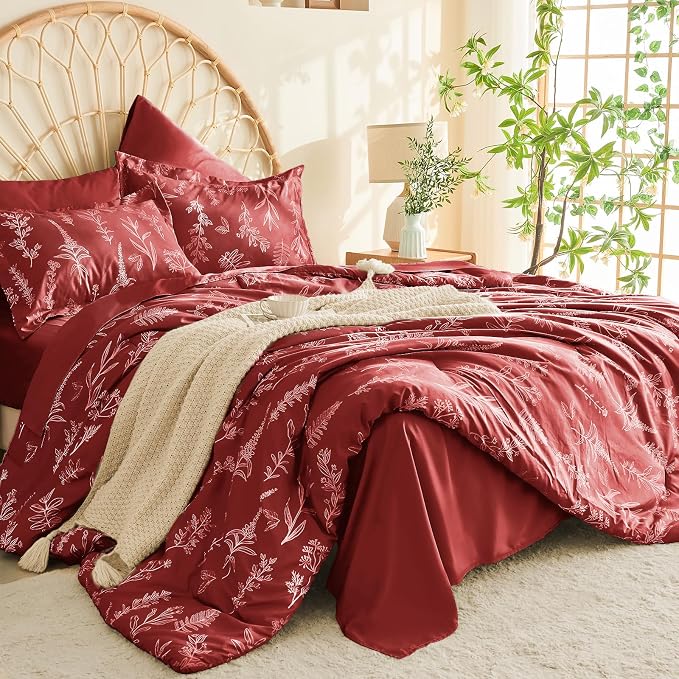 MUXHOMO Duvet Cover Full Size, Reversible Floral Terracotta Duvet Cover Set - Image 3
