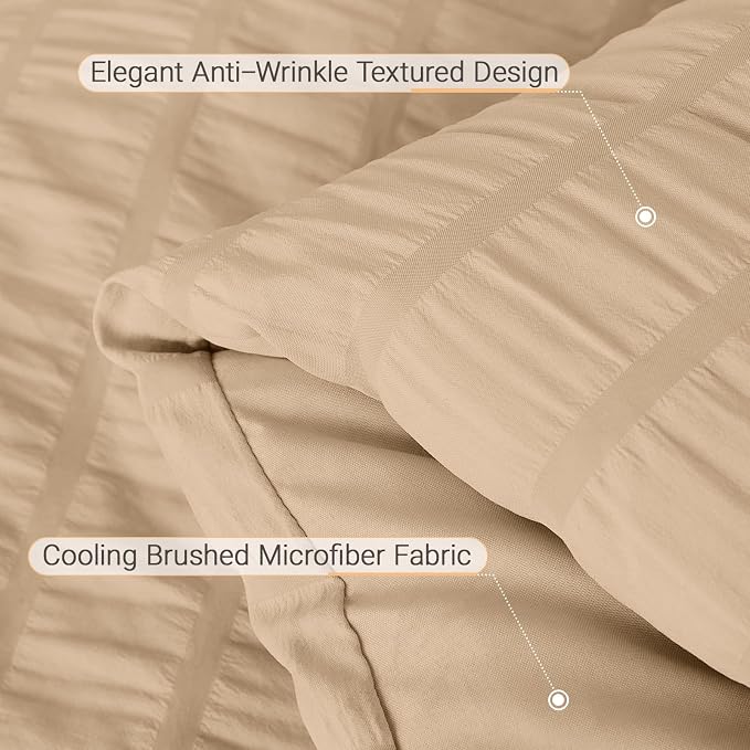 MUXHOMO 7 Pieces King Comforter Set, Seersucker Bed in a Bag King Size - Image 5