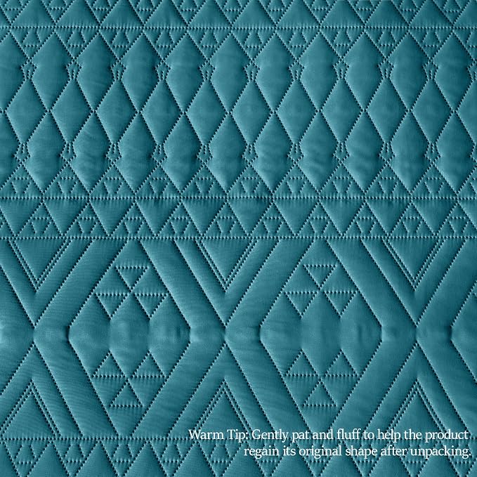 akkialla Twin Quilt Set, Teal Lightweight Microfiber Bedspread Coverlet - Image 8