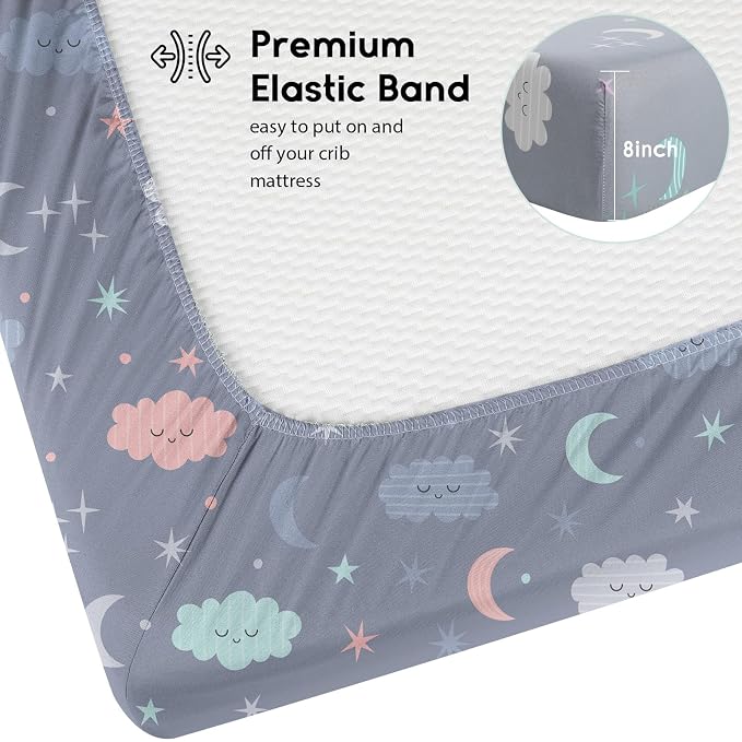Yoofoss Baby Crib Sheets for Boys Girls, Fitted Crib Sheet 2 Pack for Standard - Image 3