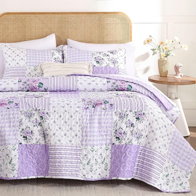 YIKUSH Quilt Sets Twin Size Floral Quilt Set 2 Pieces Bedding Set Bedspreads by YIKUSH