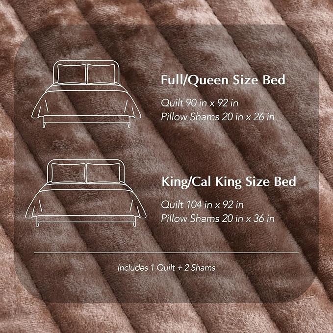 EVERGRACE Velvet Quilt Set Full Queen Size, Luxurious Soft Striped Channel - Image 8