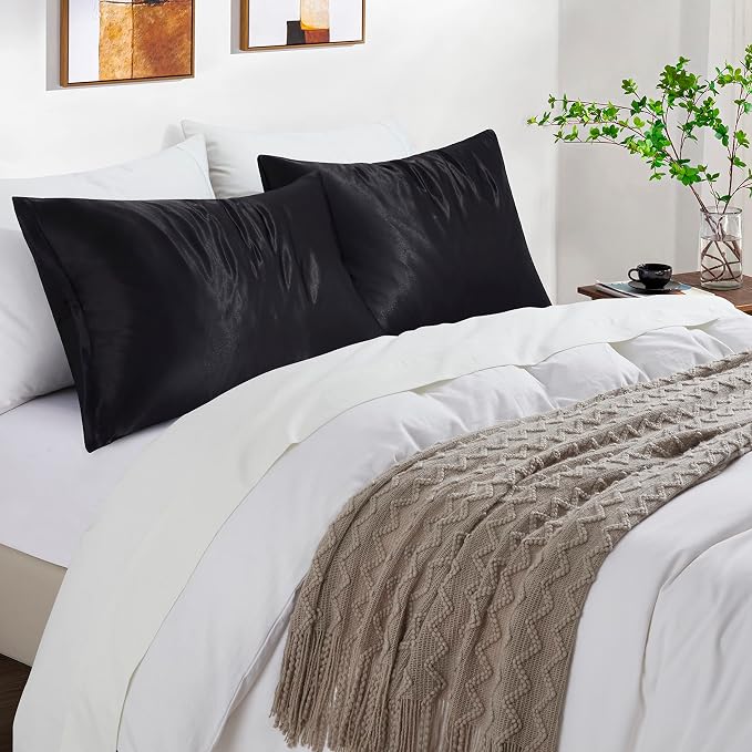 Satin Pillowcases with Zipper （20x36）, King Size Pillowcases Set of 2 - Image 2