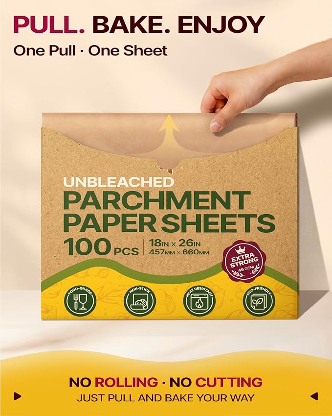 Katbite Parchment Paper Sheets Heavy Duty, 18x26 Inches 100 PCS Precut Baking - Image 3