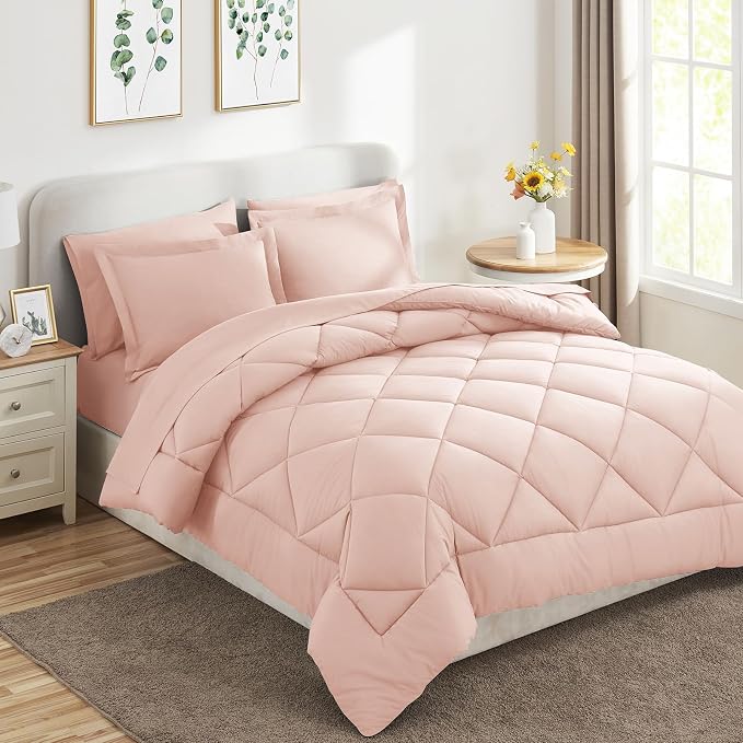 CozyLux Queen Comforter Set Blush Pink - Image 9