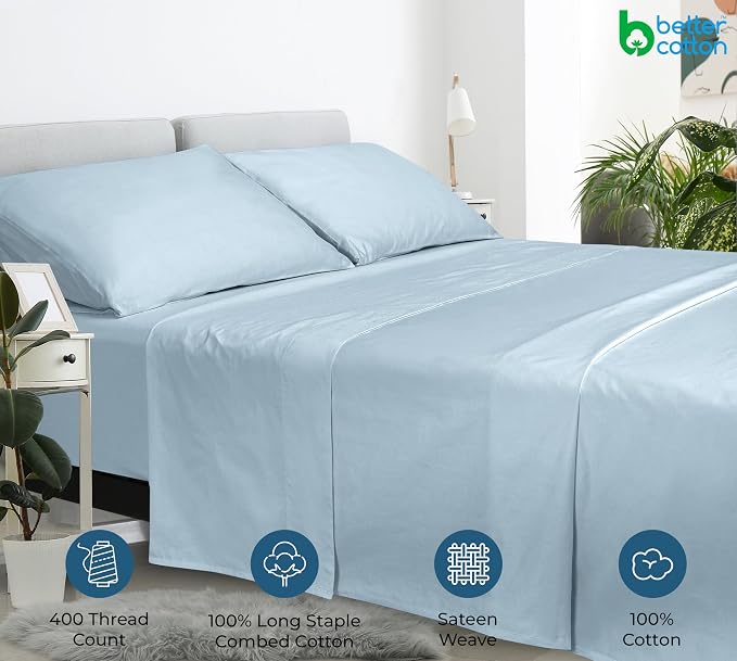 Royale Linen 400 Thread Count 100% American Grown Cotton Flat Sheet - Image 7