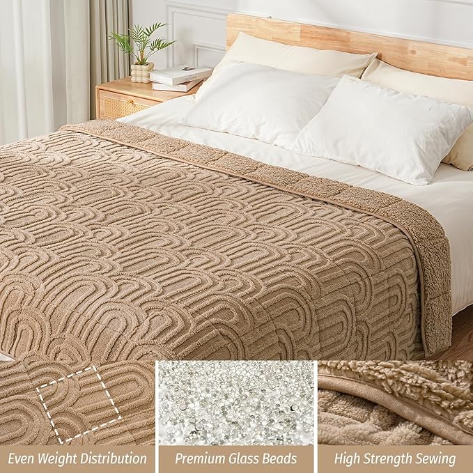 Wemore Jacquard Fleece Weighted Blanket Queen Size 60" x 80" 20lbs, Ultra Soft - Image 4