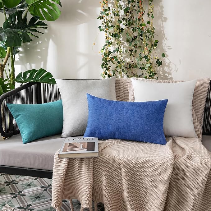 MIULEE Pack of 2 Decorative Outdoor Solid Waterproof Throw Pillow Covers Faux - Image 4