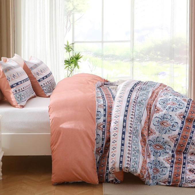 MUXHOMO Duvet Cover King Size, Reversible Floral Vintage Duvet Cover Set - Image 4
