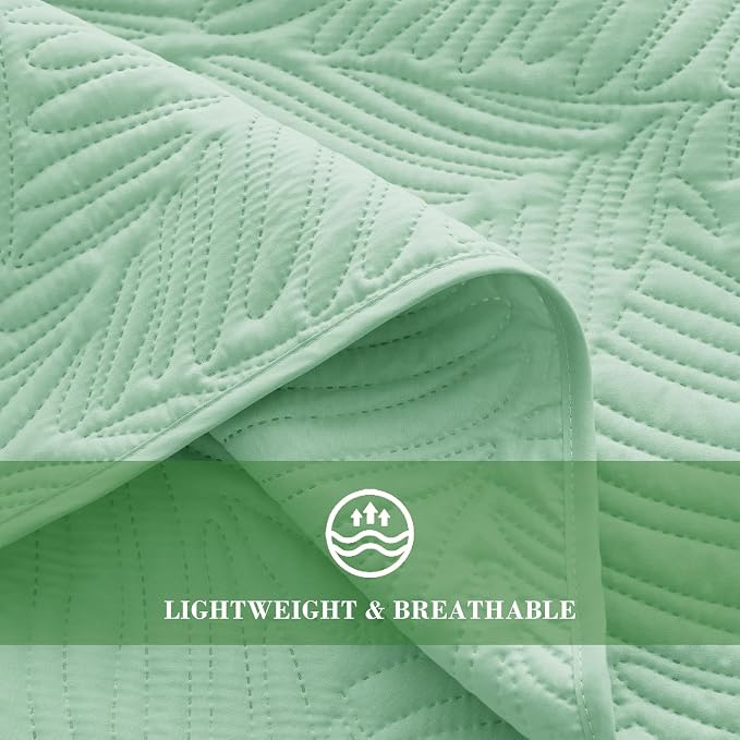 Exclusivo Mezcla Queen Quilt Bedding Set, Lightweight Sage Green Quilts Queen - Image 5