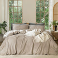 MooMee Bedding Duvet Cover Set 100% Washed Cotton Linen Like Textured by MOOMEE