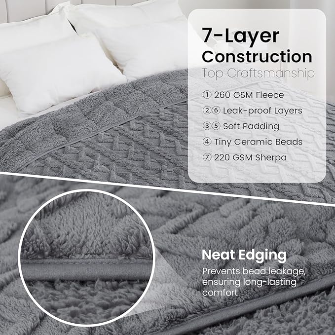 Drewin Fleece Weighted Blanket Queen Size, Ultra-Comfy Furry Sherpa Heavy - Image 6