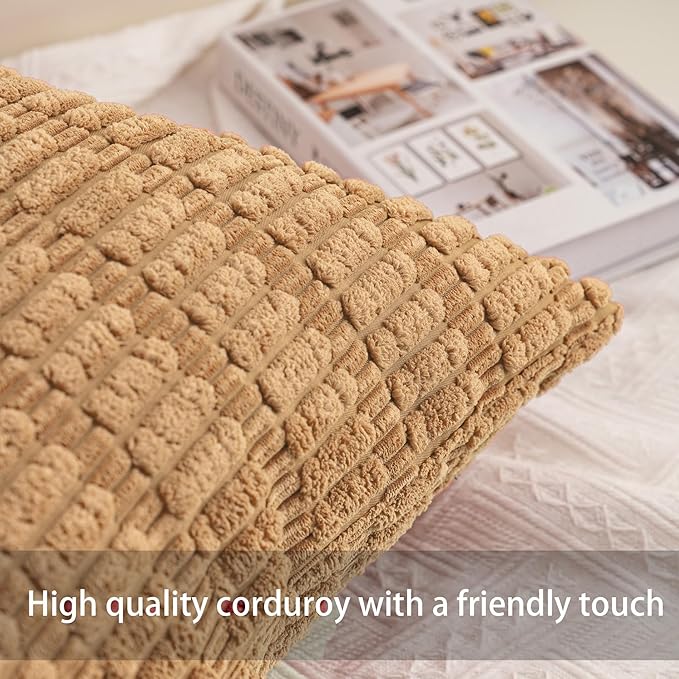 Aegero Pack of 2 Corduroy Decorative Throw Pillow Covers 18x18 InchSoft Boho - Image 2
