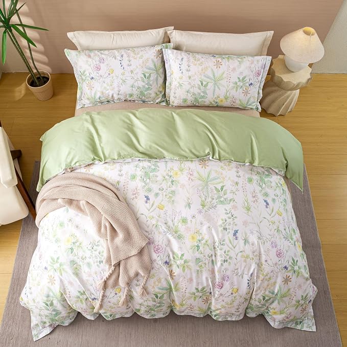 OAITE Duvet Cover Set King Size Floral Pattern Ultra Soft 100% Cotton Duvet - Image 4