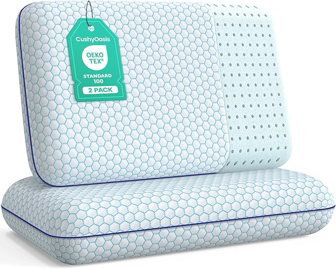 CushyOasis Memory Foam Pillows for Side, Back and Stomach Sleepers, Bed Pillow by CushyOasis