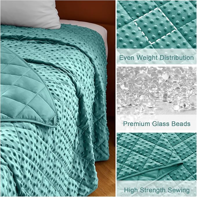 Teal Weighted Blanket for Adults 20lbs, Twin Full Size Cooling Minky Heavy - Image 6