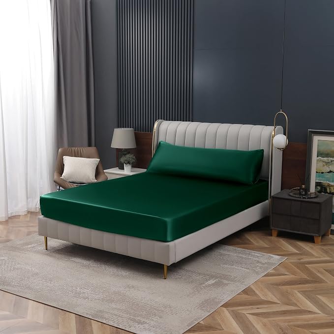 Homiest Blackish Green Satin Fitted Sheet - Image 7