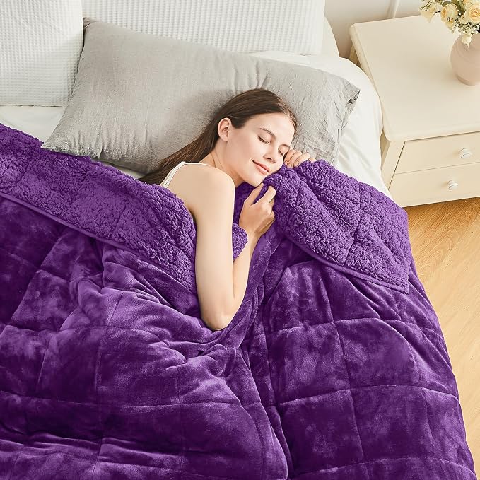 Cottonblue Weighted Blanket 15 lbs Queen Size, Flannel Shaggy Sherpa Weighted - Image 9