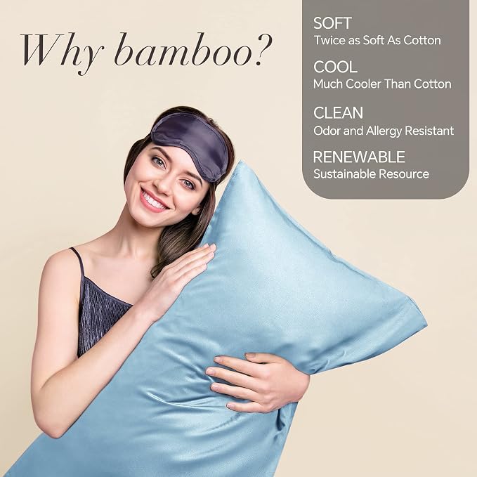 BEDELITE Standard Pillow Cases Set of 2, Rayon Derived from Bamboo, Cooling - Image 2