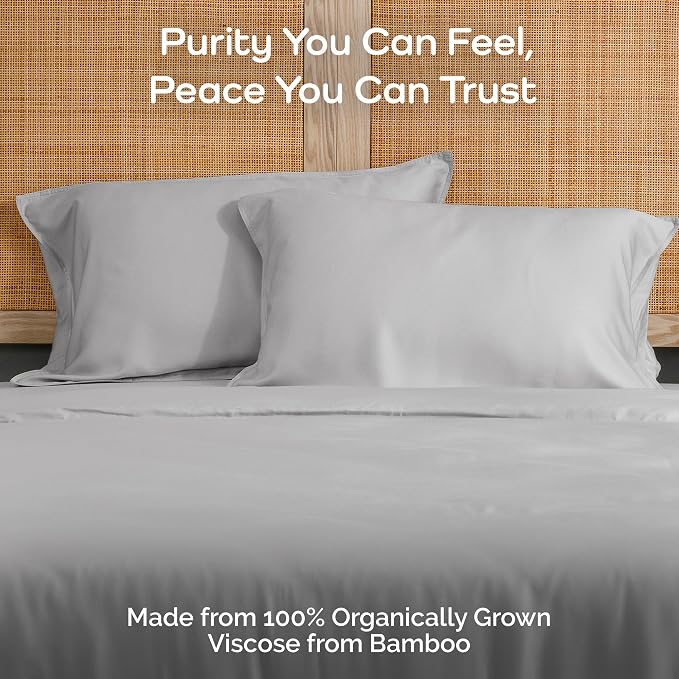 Pillow Cases Queen Size Set of 2 Pillowcases 100% Viscose from Bamboo Cooling - Image 2