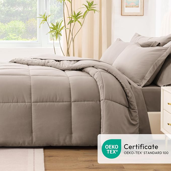 Love's cabin Full Comforter Set Light Brown, 7 Pieces Full Bed in a Bag - Image 5