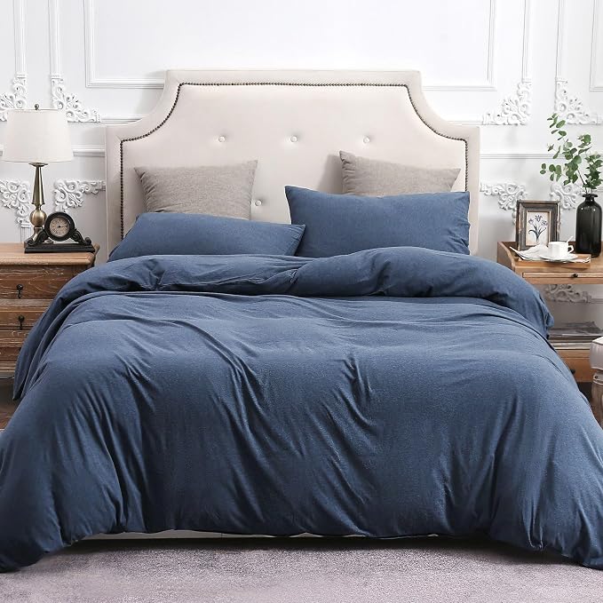 PURE ERA Jersey Knit Duvet Cover Set 100% T-Shirt Cotton Super Soft Comfy 3pc - Image 5