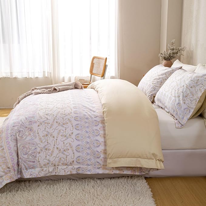 OAITE Duvet Cover Set Queen Size Floral Pattern Ultra Soft 100% Cotton Duvet - Image 5