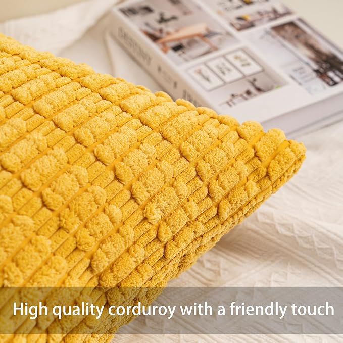 Aegero Pack of 2 Corduroy Decorative Throw Pillow Covers 20x20 InchSoft Boho - Image 3
