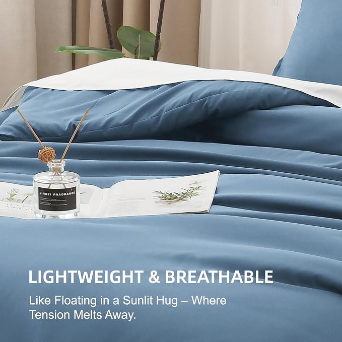 Litanika Comforters King Size Ocean Blue, 3 Pieces Lightweight Solid Bedding - Image 6