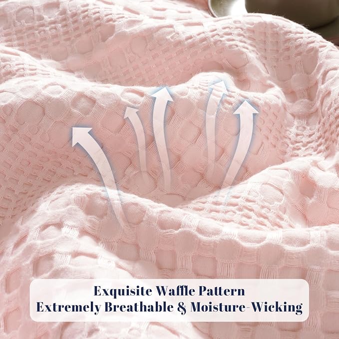 PHF Cooling Waffle Blanket King Size, Lightweight 60% Rayon from Bamboo & 40% - Image 4