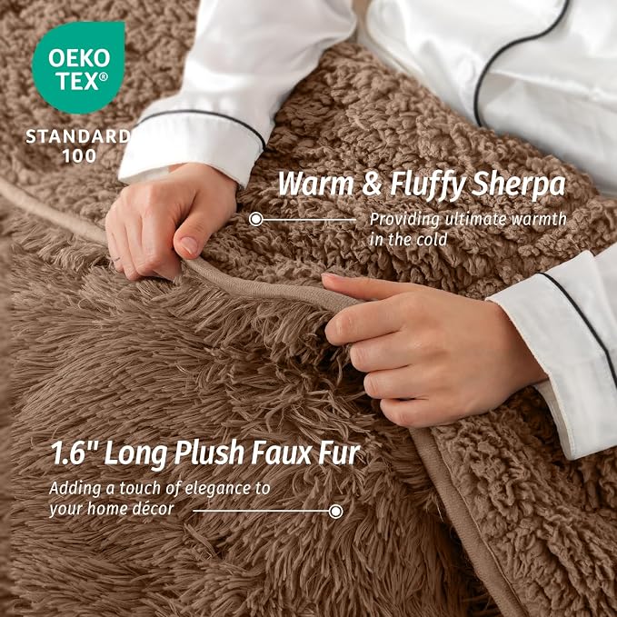 Wemore Shaggy Long Fur Faux Fur Weighted Blanket, Cozy and Fluffy Plush Sherpa - Image 4