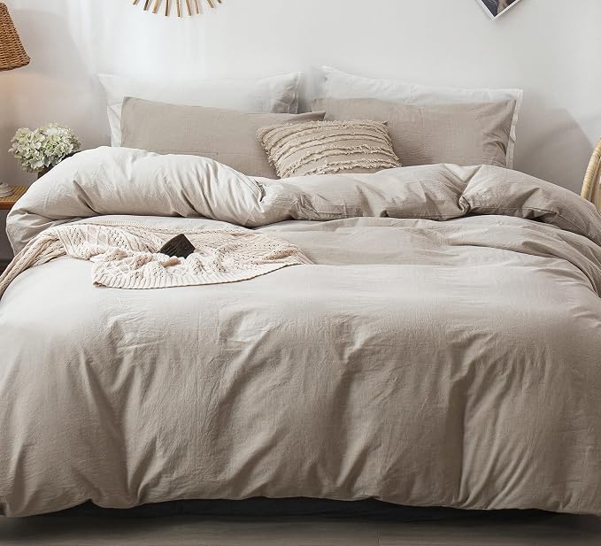 MooMee Bedding Duvet Cover Set 100% Washed Cotton Linen Like Textured - Image 5