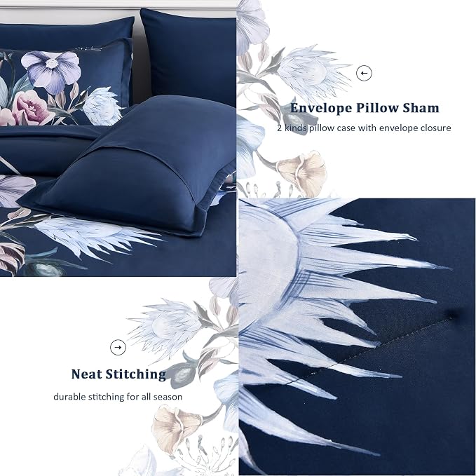 Luxudecor Floral Comforter Set King Size 7 Piece, Elegant Comforter Bedding Set - Image 6