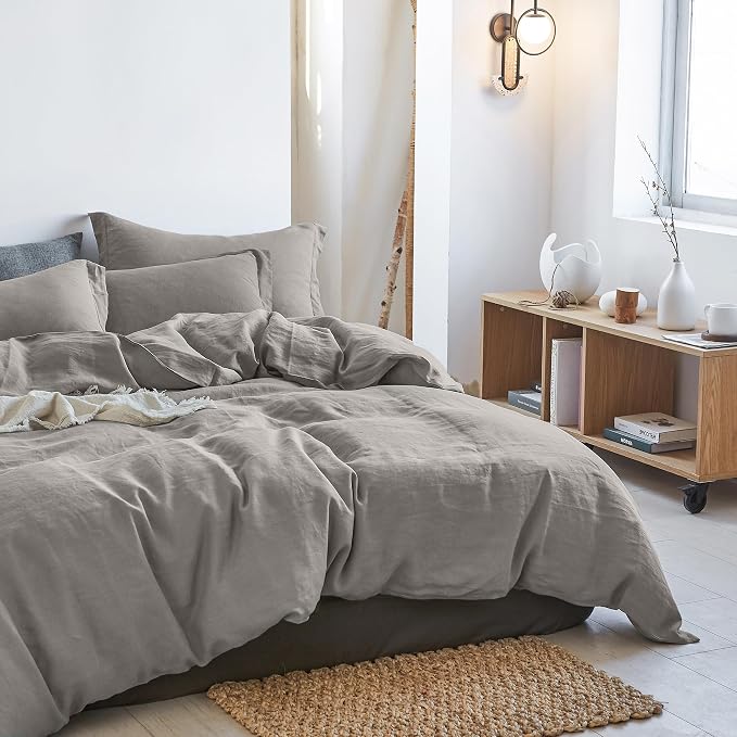 Simple&Opulence 100% Linen Duvet Cover Set 3pcs Basic Style Natural French - Image 7