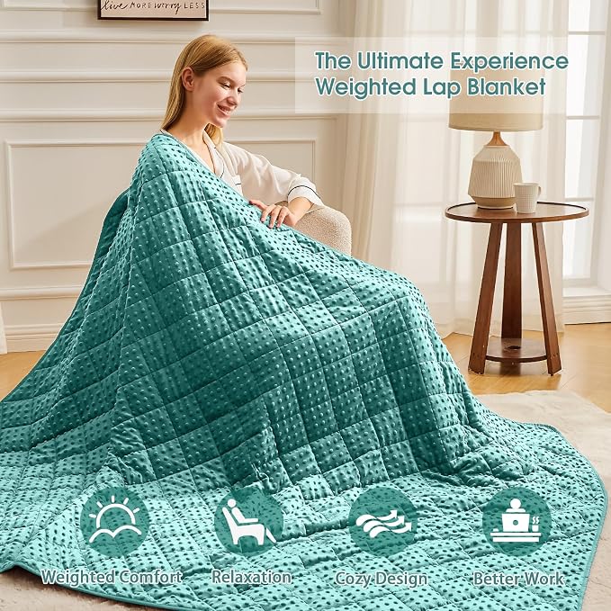 Teal Weighted Blanket for Adults 20lbs, Twin Full Size Cooling Minky Heavy - Image 4