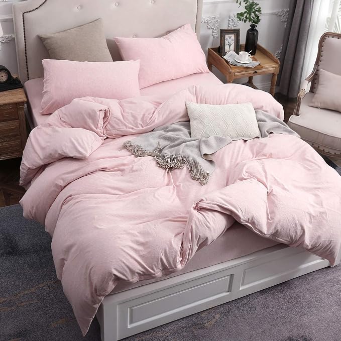 PURE ERA Jersey Knit Duvet Cover Set 100% T-Shirt Cotton Super Soft Comfy 3pc - Image 3