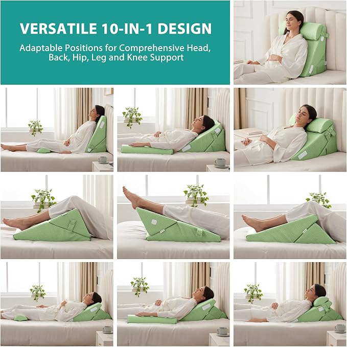 Bedluxe 3Pcs Orthopedic Bed Wedge Pillow Set, Foam Wedge Pillow Post Surgery - Image 2
