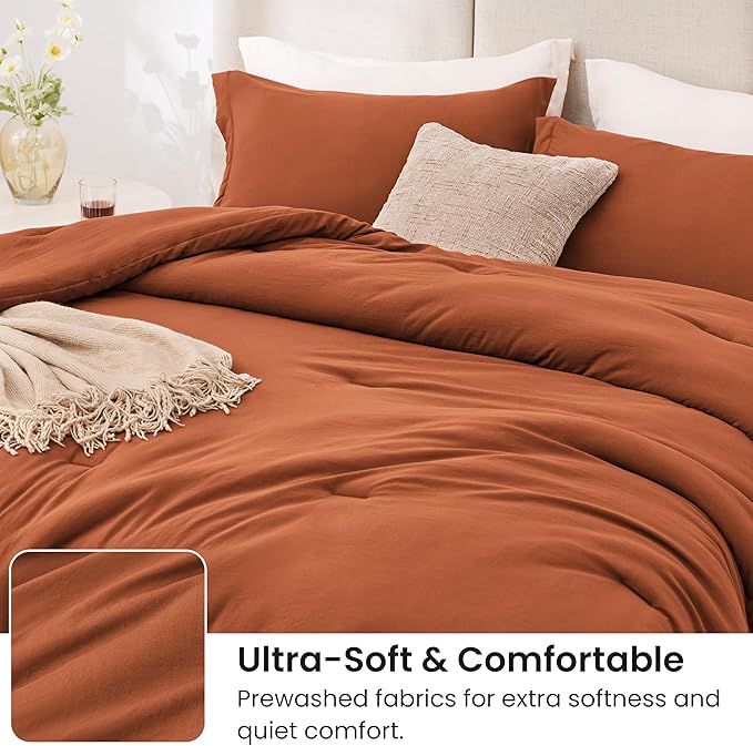 Love's cabin Terracotta King Size Comforter Set, 3-Piece Prewashed Bed Set - Image 4