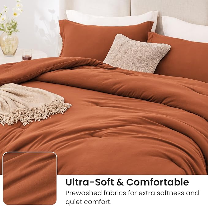 Love's cabin Terracotta Full Comforter Set, 3-Piece Prewashed Bed Set - Image 4