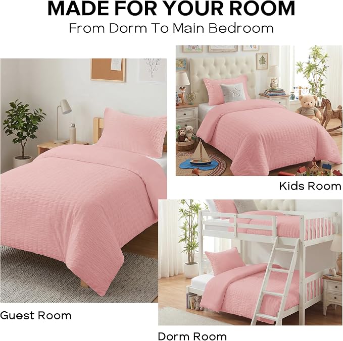 Cozyide Pink Duvet Cover Full Size, 3 Pieces Bedding Duvet Covers, Soft - Image 7