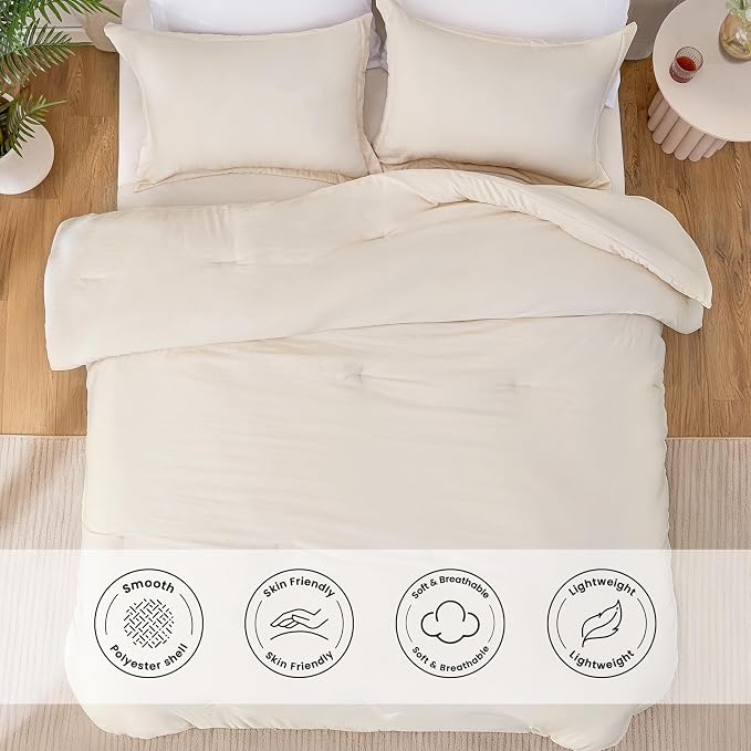 Love's cabin Beige King Size Comforter Set, 3-Piece Prewashed Bed Set - Image 3