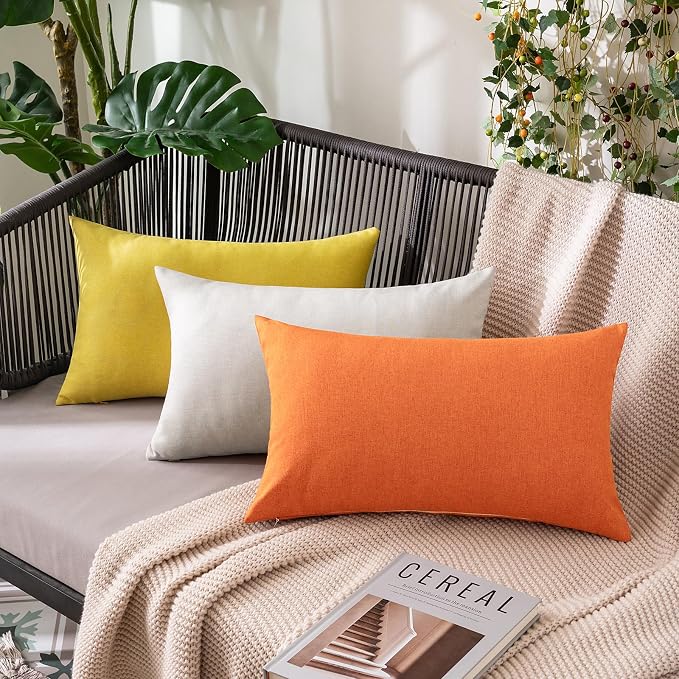 MIULEE Pack of 2 Decorative Outdoor Solid Waterproof Throw Pillow Covers Faux - Image 8