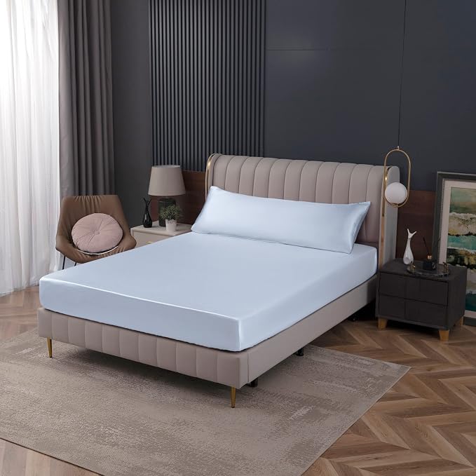 Homiest Baby Blue Satin Fitted Sheet - Image 7