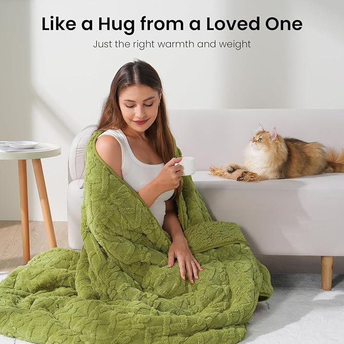 20lbs Weighted Blanket for Adults 60 x 80 inches, Ultra Fluffy Jacquard Sherpa - Image 4