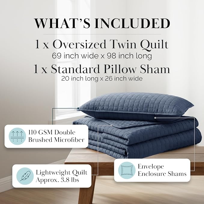 Southshore Fine Living, Inc. Oversized Twin Quilt Bedding Set, Microfiber Quilts - Image 2