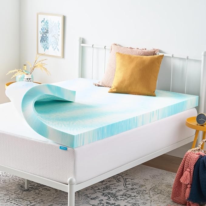 Linenspa 4 Inch Swirl Gel Memory Foam Mattress Topper, Twin Size – Cooling Gel by Linenspa
