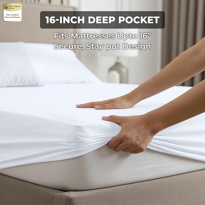 Royale Linens 100% Organic Cotton 2 Pack Fitted Sheet - Image 8