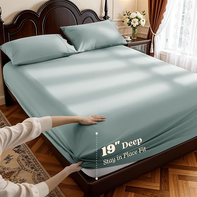 LBRO2M 100% Cotton Sheets Set Deep Pocket 19", 1000 Thread Count King Size 4 - Image 2
